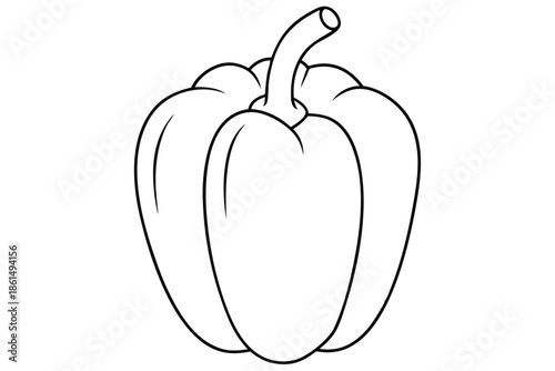 bell pepper silhouette line art vector illustration with a white background