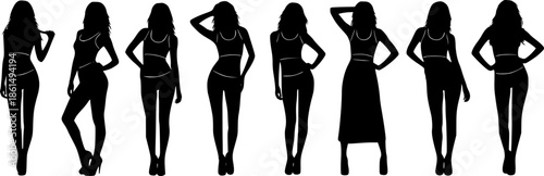 llustration of vintage tattoo flash sheet with women, stars, ship, anchors and roses in old school style