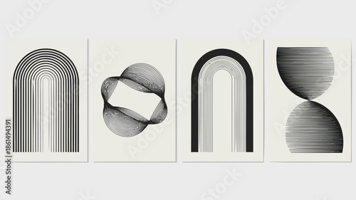 Modern minimalist art with geometric shapes and lines