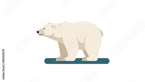 Minimalist arctic polar bear illustration standing peacefully on a sturdy ice floe representation a charming digital rendering of a resilient
