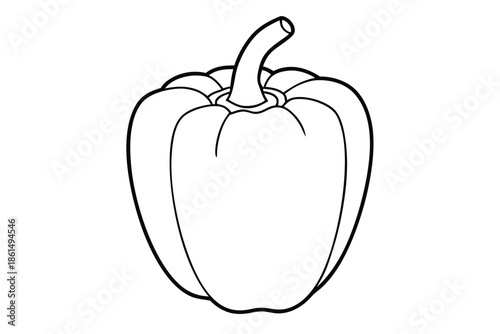 bell pepper silhouette line art vector illustration with a white background