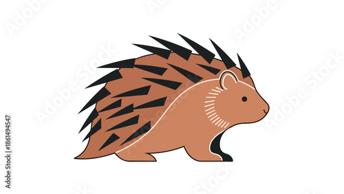 A charming, distinctively stylized prickly rodent illustration showcasing earthy tones and sharp quills, perfectly depicting the unique defense