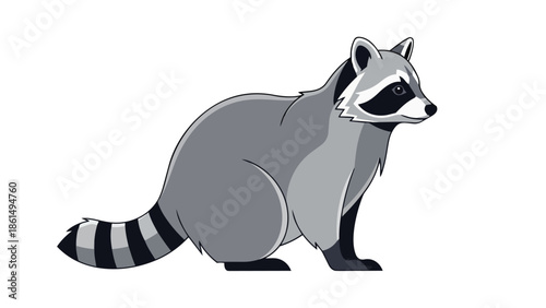 Vibrant vector depiction of a masked raccoon, portraying its distinctive features with a playful yet realistic essence, perfect for children's media