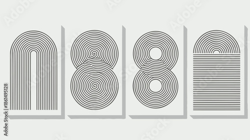 Modern geometric pattern designs with black lines on white background