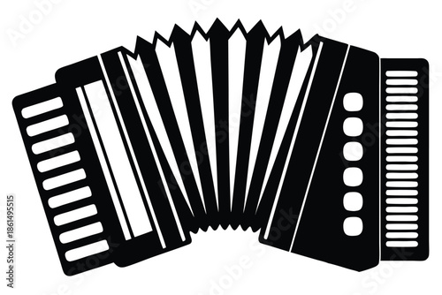 accordion silhouette line art vector illustration with a white background