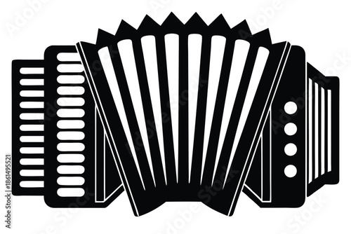 accordion silhouette line art vector illustration with a white background