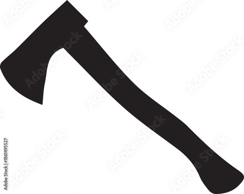 Powerful black silhouette of a classic wood cutting axe tool for chopping and splitting