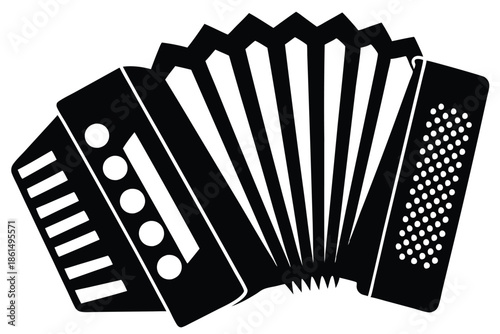 accordion silhouette line art vector illustration with a white background
