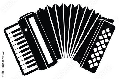 accordion silhouette line art vector illustration with a white background