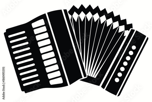 accordion silhouette line art vector illustration with a white background
