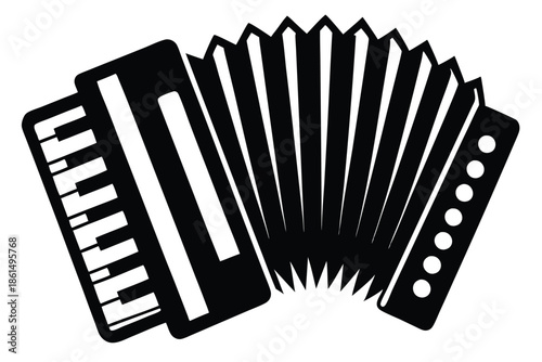 accordion silhouette line art vector illustration with a white background