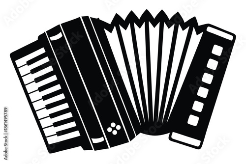 accordion silhouette line art vector illustration with a white background