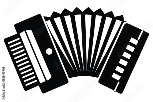 accordion silhouette line art vector illustration with a white background