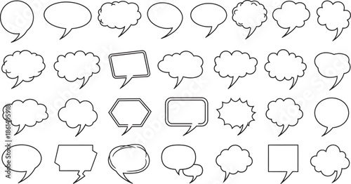 Speech and Thought Bubbles. Flat Line Art Chat Icons