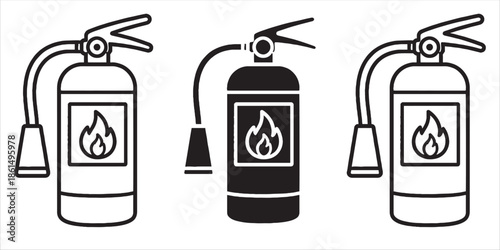 Fire safety checklist with fire extinguisher and technician reviewing it.