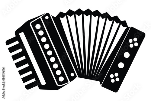 accordion silhouette line art vector illustration with a white background