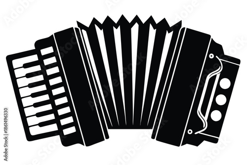 accordion silhouette line art vector illustration with a white background