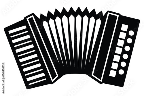 accordion silhouette line art vector illustration with a white background