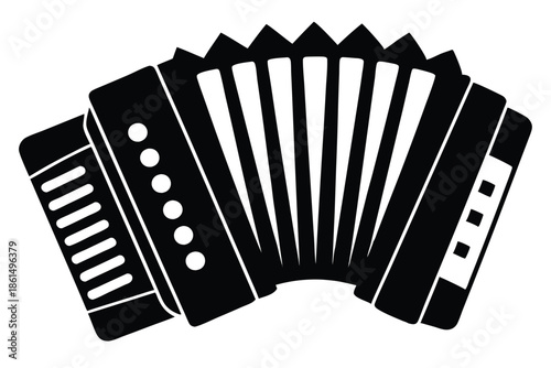 accordion silhouette line art vector illustration with a white background