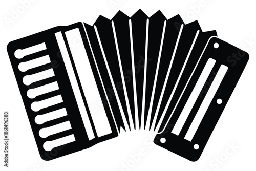 accordion silhouette line art vector illustration with a white background