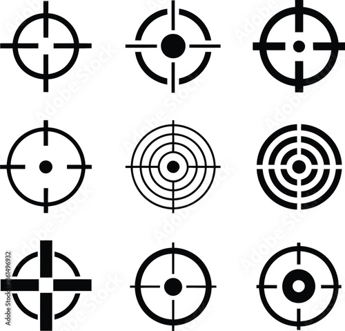 Diverse Collection of Target Symbols and Crosshairs for Precision Aiming Graphics