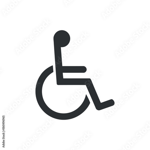 Simple black and white depiction of a person in a wheelchair accessibility symbol