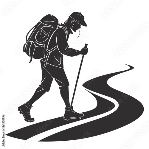 traveller on road silhouette