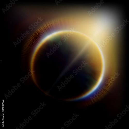 Tableau sur toile Crowned eclipse ring lens flare overlay with spiked chromatic corona, diagonal l