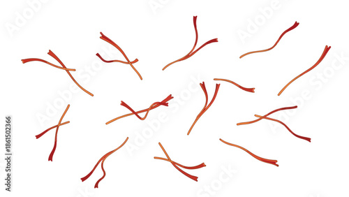 Vibrant aromatic saffron threads scattered elegantly on a clean white background an exquisite culinary spice