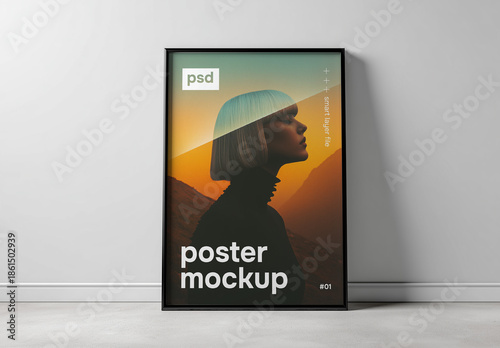 Poster frame against wall mockup