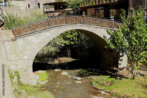 Pedestrian bridge in Tbilisi Canyon near Legvtakhevi Waterfall.