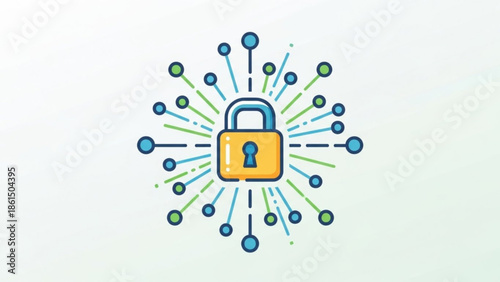 Secure online protection with padlock and network connections