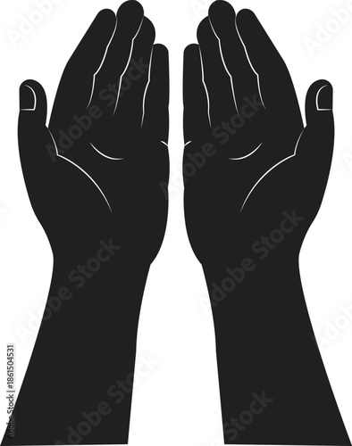 Raising hands in Dua. Islamic traditional prayer hand gesture  