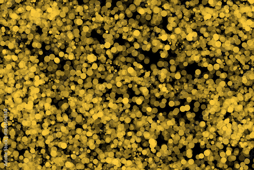 Ταπετσαρία Densely Packed Golden Bokeh Particles and Glitter on Black Background