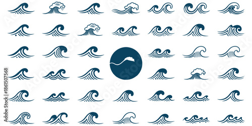 Sport and marine animal icon set on white background vector illustration