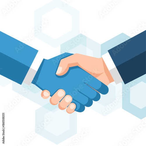 Illustration of a business handshake to symbolize a partnership. Great for websites, advertising, and other marketing materials. Shows trust and an ag