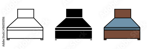 Single Bed Icon Representing Bedroom Furniture, Sleeping, and Home Interior Concept
