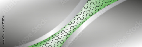 Hexagonal cyberspace green background. Hexagon grid tech pattern.