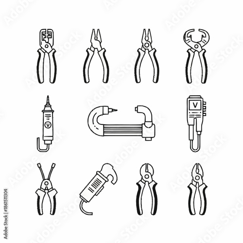 Collection of Various Hand Tools for Electrical Work.