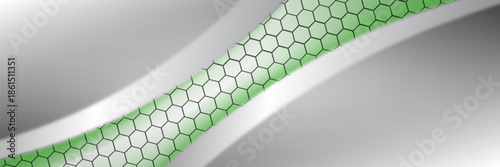 Hexagonal cyberspace green background. Hexagon grid tech pattern.