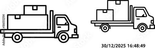 Delivery trucks carrying stacked boxes, representing logistics and transportation services.