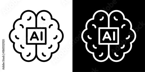 AI brain icon representing artificial intelligence, neural networks, cognitive computing, data processing, and smart technology.