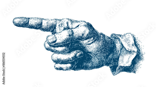 Vector Hand Drawing with Finger Pointing Up - Positive Gesture Illustration