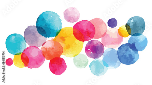 Vibrant Watercolor Painting of Colorful Spots with Vector Outline