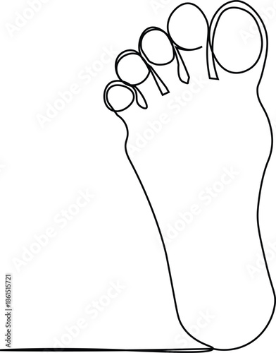 Minimalist Human Foot Sole Vector – Anatomical Outline. Medical Clipart. Black Line Drawing for Healthcare, Education, Podiatry, Reflexology. Editable EPS for Scientific and Design Use.