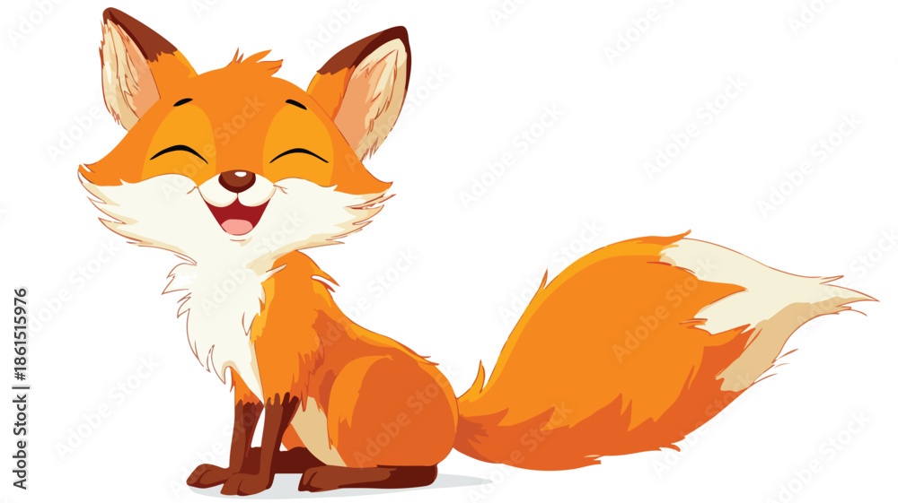 Obraz premium Charming Cartoon Fox Posing and Smiling Vector Illustration