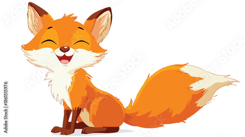 Charming Cartoon Fox Posing and Smiling Vector Illustration