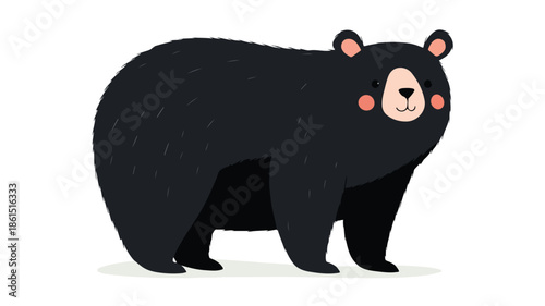 Adorable Black Bear Cute Cartoon Flat Vector for Design Projects
