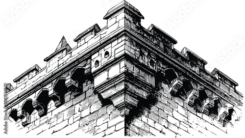 Detailed Vector Illustration of Portcullis Castle Gate - A Perfect Historical Design Element
