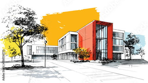 Modern University College Campus High School Buildings Education